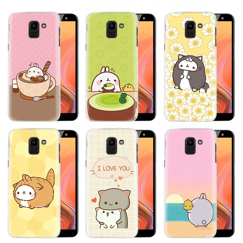 

Hard PC Phone Case Cover for Samsung Galaxy S9 S8 Plus S7 S6 Edge Note 8 9 S5 S4 Mini kawaii Tea with Molang Cupcake