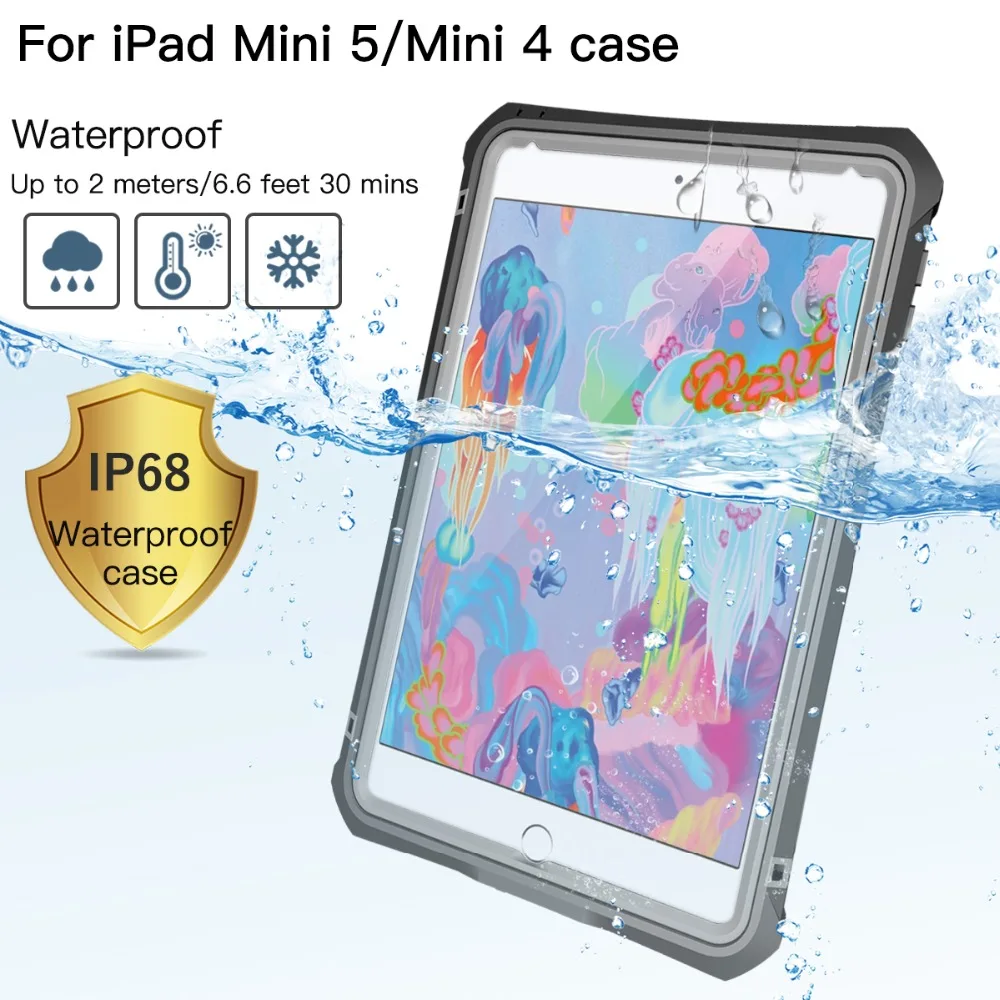 Для iPad Mini 4 5 водонепроницаемый чехол противоударный пылезащитный чехол для планшета с регулируемой подставкой для планшета встроенный защитный чехол для экрана