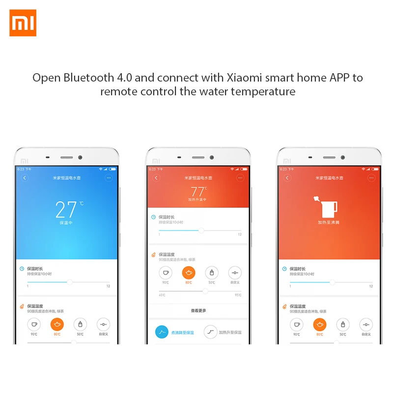 Xiaomi Mi, электрический чайник 304 л, емкость воды, постоянный контроль температуры, внутренняя бутылка из нержавеющей стали