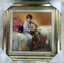 Boy saxophonist – nice handpainted oil painting portrait for Music classroom decor,free shipping!