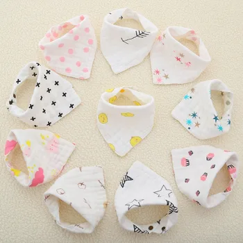 3pcs/lot 8 layers Muslin Cotton Baby Bibs Boys Girls Towel Cartoon Baby Bandana Bibs Newborn Infant Saliva Towel Toddler Clothes new cute baby bibs cartoon printing cotton newborn infant girls and boys toddler triangle scarf bandana