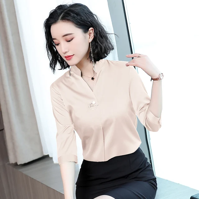 womens clothing plus size chiffon women blouse V neck office work blouse summer women shirts