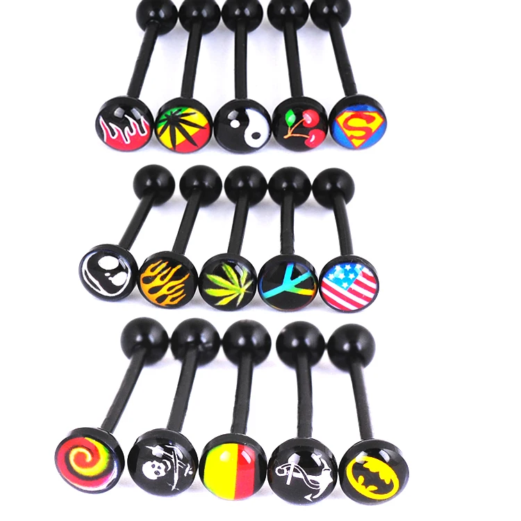 

14G Random color Acrylic Tongue Ring Nipple Ring Assorted Packs - Perfect for Small Shops or Individuals by Body Jewelry Online