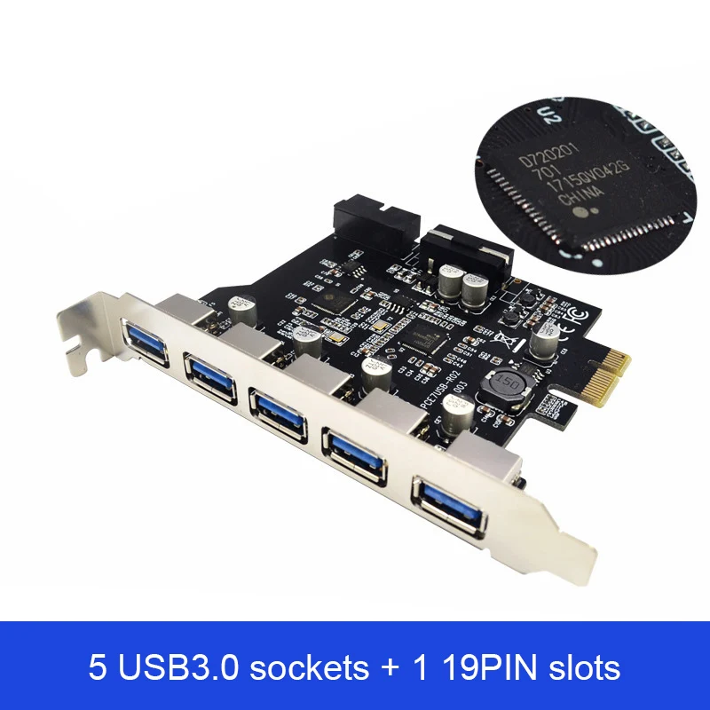 USB3.0 карты расширения 5 Порты + 19Pin слот компьютера Accsessories для Winxp Vista XXM8