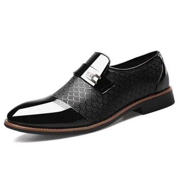 

Men Leather Office Shoes Slip on Brown British Business Suit Zapatos Formal Hombre Plus Size 38-48 Oxford Shoes For Men