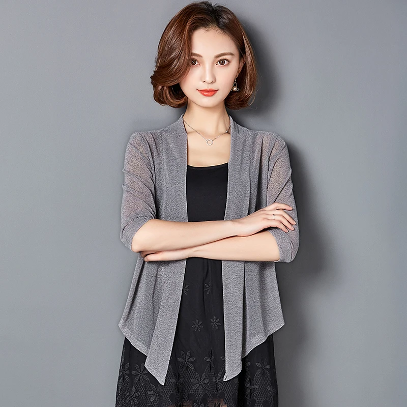 Summer women's short cardigan female seven sleeve plus