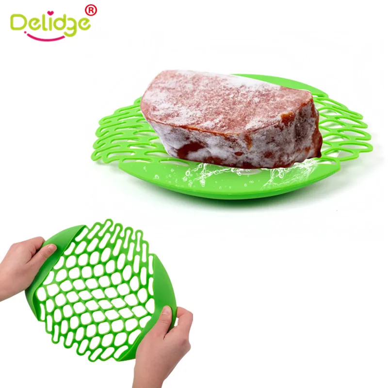 

Delidge 1pc Fast Defrosting Net Silicone Multi-Purpose Meat Vegetable Fruit Strainer Net Thawing Pad Kitchen Cooking Tool
