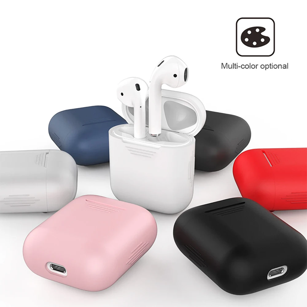 Противоударные силиконовые чехлы для наушников Apple Airpods мягкий чехол простые