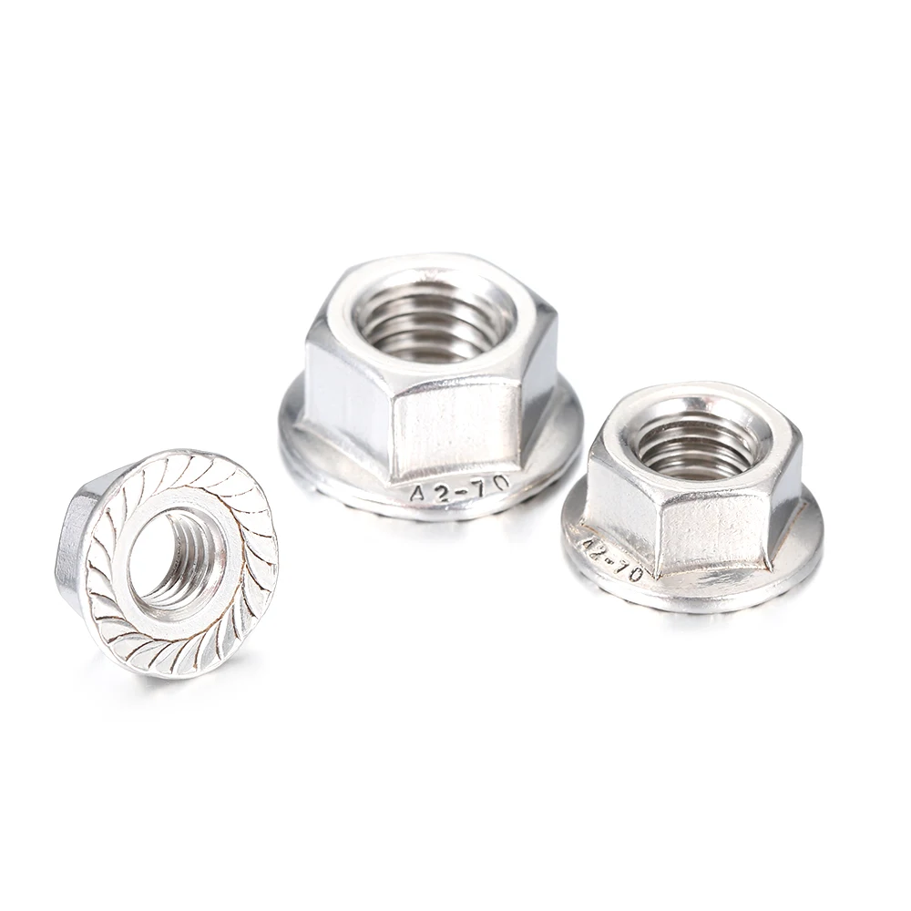 

5PCS 304 Stainless Steel Flanged Hex Nut Flange Nuts M3 M4 M5 M6 M8 M10 M12
