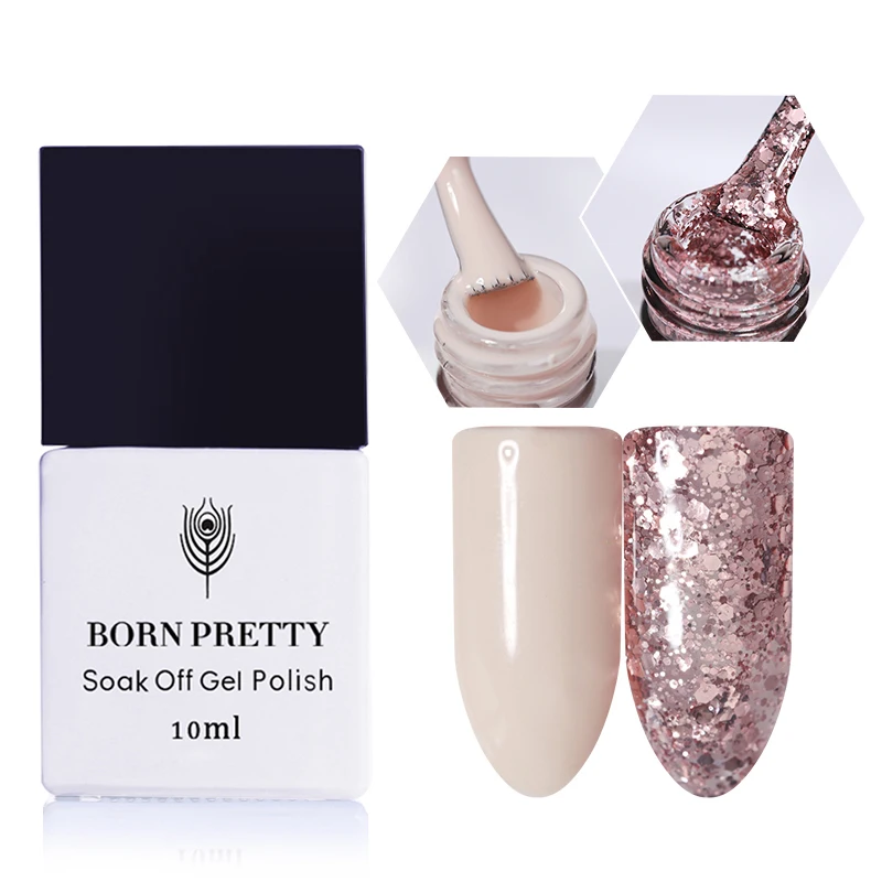 2 бутылки BORN PRETTY 10 мл УФ-гель для ногтей набор блестящий гель Блестки Блестящий