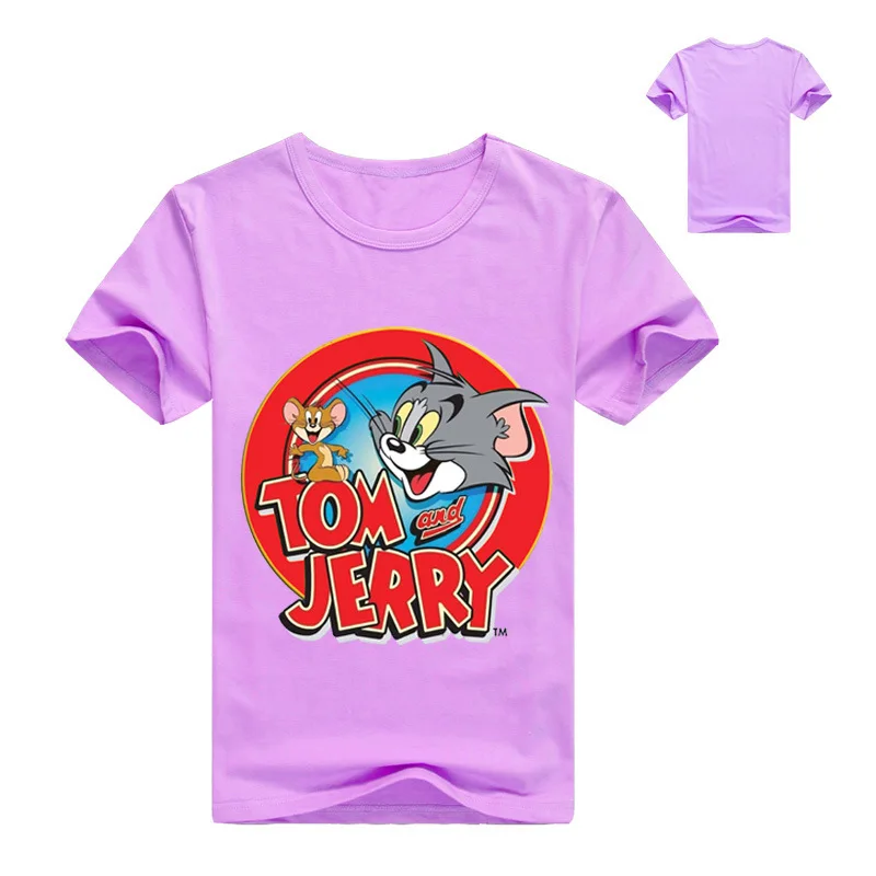 Новые футболки с короткими рукавами для мальчиков детские футболки с рисунком Тома и Джерри одежда для маленьких девочек детские летние топы, футболки, костюм, одежда
