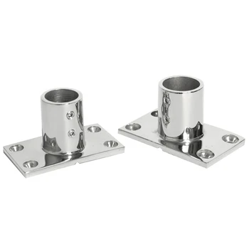 

2Pcs 90 Degree T Type 22Mm 7/8 inch Rectangular Base Stainless Steel Boat Yacht Hand Marine Hardware Rail Fittings Tube