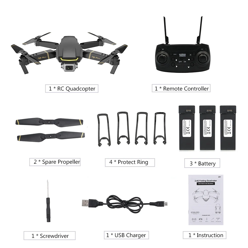 Универсальный Дрон GW89 Радиоуправляемый Дрон с камерой 1080 P, Wi-Fi, FPV, фото, видео, высота, складной Радиоуправляемый квадрокоптер VS E58 - Цвет: Black 3Batteries