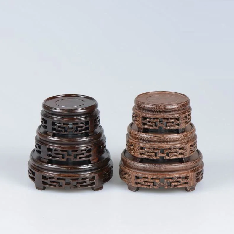 Венге и черное дерево Лада шаблон деревянная база Чайник Камень бонсай античная ваза с круглым основанием поддержка
