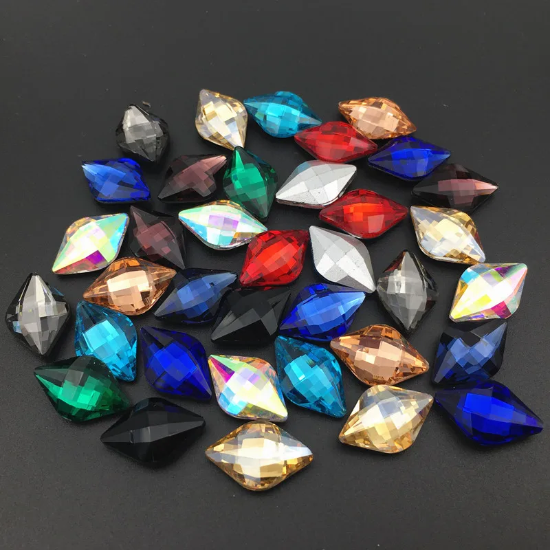 

30pcs 12x19mm Glass Crystal Lemon rhombus Fancy Stone Pointed Back Rhinestone Multi Colors Jewelry Making