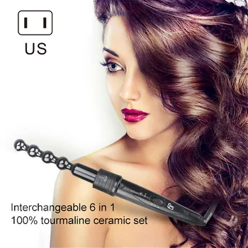 

6 in 1 Multifunctional Hair Curler Set Interchangeable Ceramic Tourmaline Hair Curling Set Hot Mdf