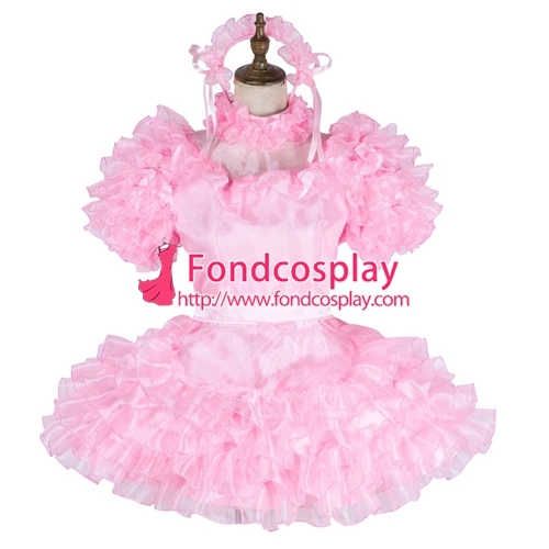 

lockable Sissy maid satin-Organza dress Uniform cosplay costume Tailor-made[G1993]