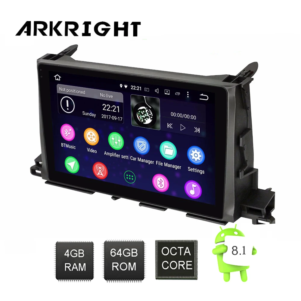 ARKRIGHT 10,1 ''автомобильный Радио/центр mulitimedia gps Android системный блок для Toyota Highlander ips экран Автомобильный плеер