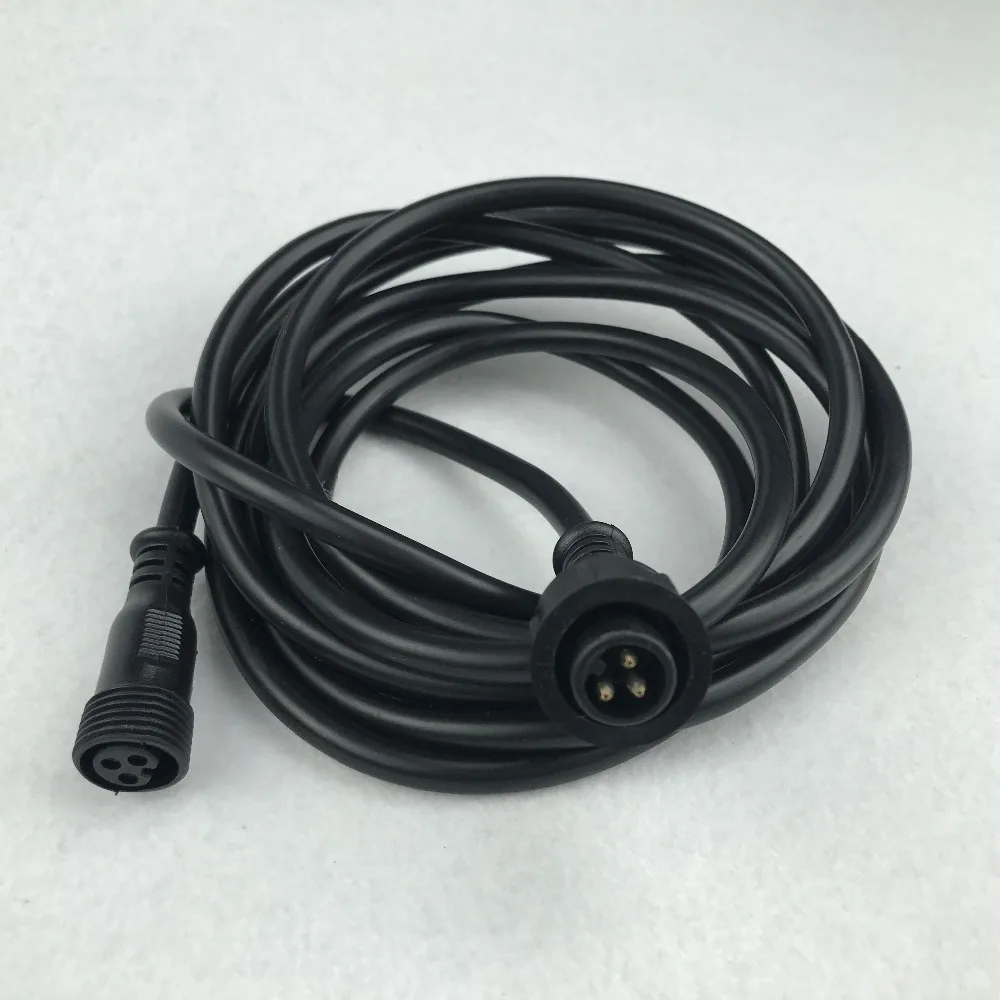 

BLACK 3m(10feet)3 core waterproof extension cable,one end with male,the other end with female,male connector's diameter:13.5mm
