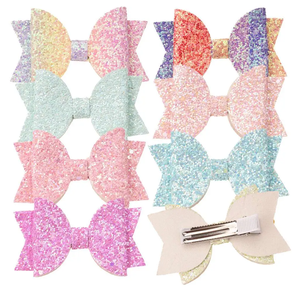 

100PCS 3inch Boutique Bows Glitter Bows Accessory Chic Hair Accessories Clips Hairclip Barrette Hairpin Headwrap