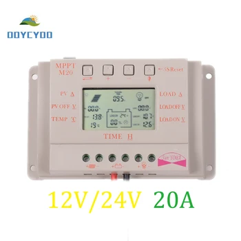 

OOYCYOO MPPT 20A LCD Solar Charge Controller 12V 24V with Temperature Sensor Light and Timer Control for home lighting system