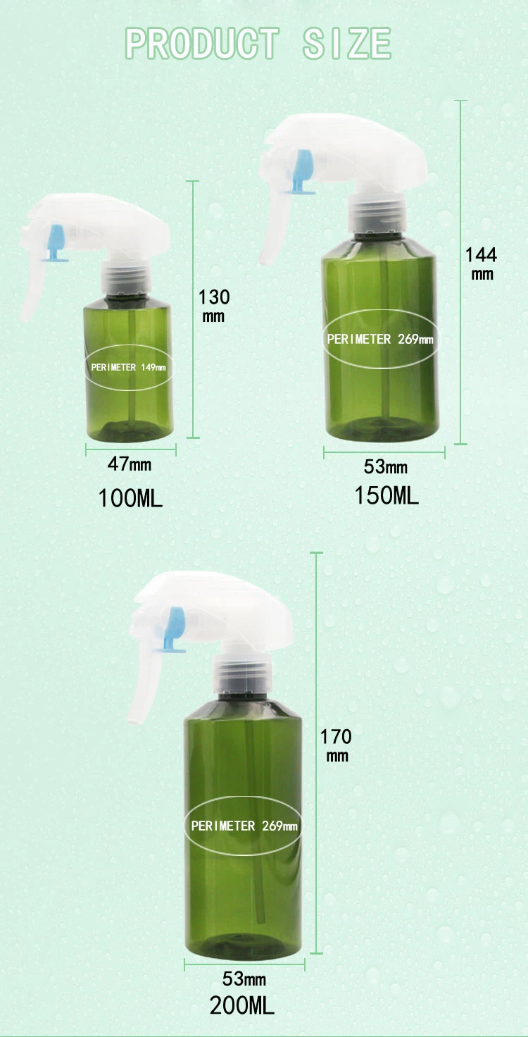 1pcs100/150/200 мл зеленый наклонной плеча бутылка с очистки ручной опрыскиватель пластик мышь мини-триггер бутылка-распылитель Бесплатная