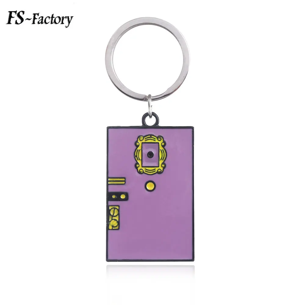

TV Show Friends Monica's Door Keychain Purple Green Metal Enamel Key Chain Women Men Best Friend Choker Keyring Jewelry Gift