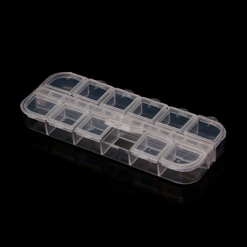 

12 Grid Plastic Paillette Rhinestone Nail Art Tool Storage Box Jewelry Container