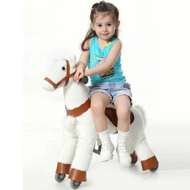 Размер S, детская Механическая прогулочная лошадка, игрушка-качалка, плюшевые игрушки для верховой езды, лошадка на колесах, детские рождественские подарки