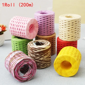 

200M Paper Rope Raffia Ribbon Natural Lace Rope Gift Box Wrapping DIY Scrapbooking Crafts Wedding Birthday Party Decorations