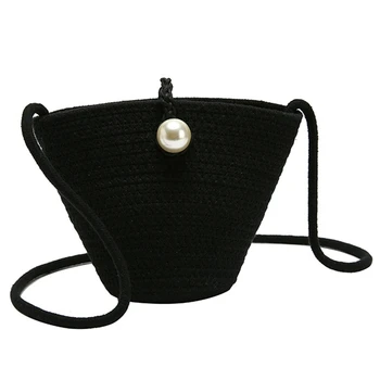 

Pearl Design Small Straw Bags for Women Summer Shoulder Messenger Bag Ladies Beach Bag Female Purses and Handbags