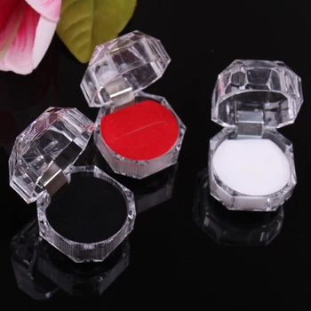 

20pcs/lot Jewelry Package Boxes Ring Holder Earring Display Box Acrylic Transparent Wedding Packaging Storage Box Cases H0461