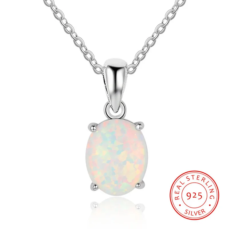

Jsmpfy New Simple Oval Opal Pendant Necklaces For Women 100% Authentic 925 Sterling Silver Necklace& Pendants Lovers Gifts