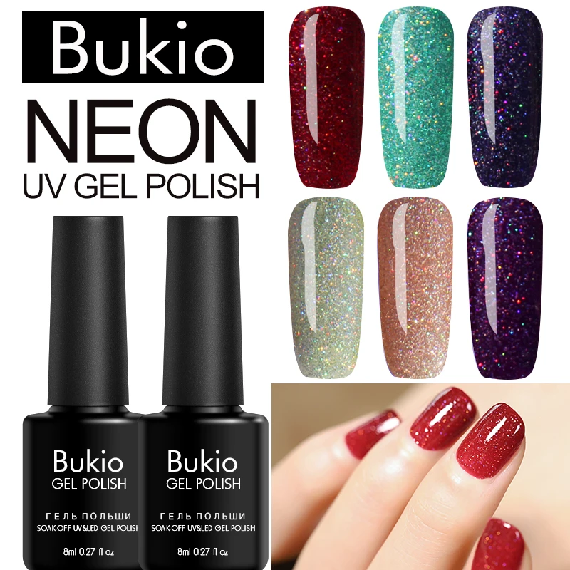 Bukio красочный Неон серии Гель-лак набор эмалированный замочить УФ Led Лампа лак Полупостоянный дизайн Гибридный лак