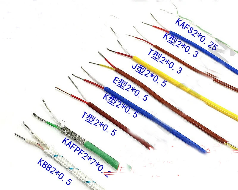 

High precision 10M yellow J type Compensation wire 2*0.3mm 2*0.5mm Teflon temperature measurement wire for Thermocouple