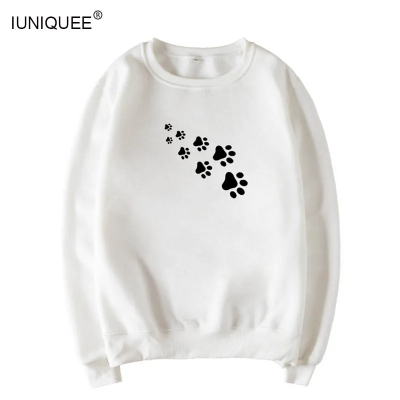 Hoodies Women Kawaii Cat Paws Print Sweatshirt 2018 Spring Women
