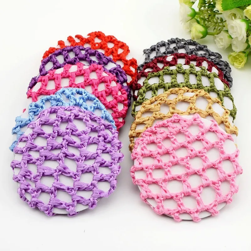 Elastic-Hair Snood-Net Hairnet Crochet for Dance-Performance Pearl Handmade 1pcs/Pack