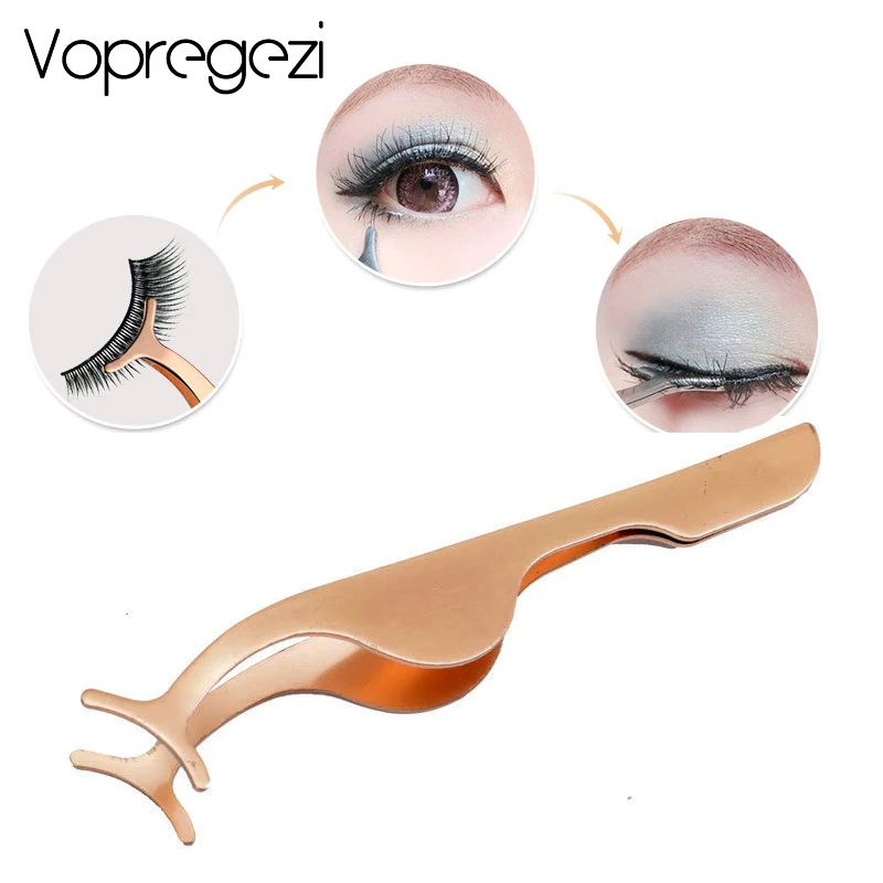 Vopregezi False Eyelash Tweezers Lash Curler Fake Eye Lash Applicator