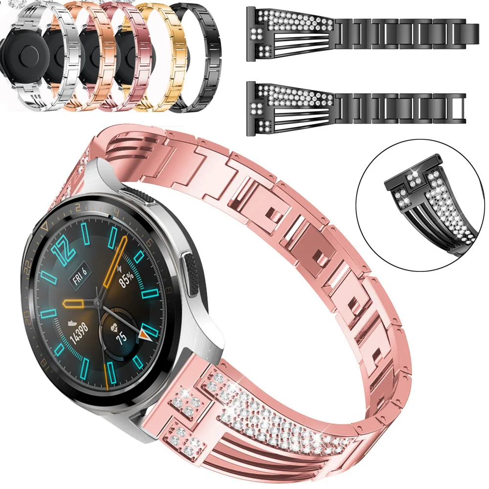 

Stainless Steel Band Strap For HUAWEI WATCH GT Smart Watch Alloy Metal Replacement Watch Band Luxury Women Rhinestone Bracelet