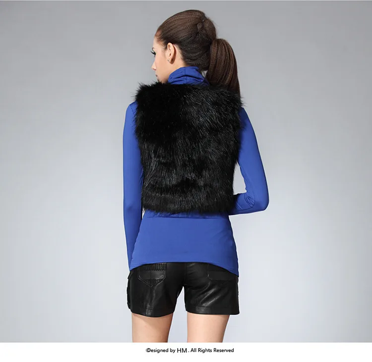 Роскошный зимний женский жилет из лисьего меха жилеты искусственного безрукавки