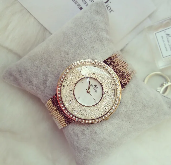 Hot Sales Women Watches Fashion new Lady Rhinestone Diamond Dress Watch Stainless Steel Big Dial Wristwatch lady Crystal Watch