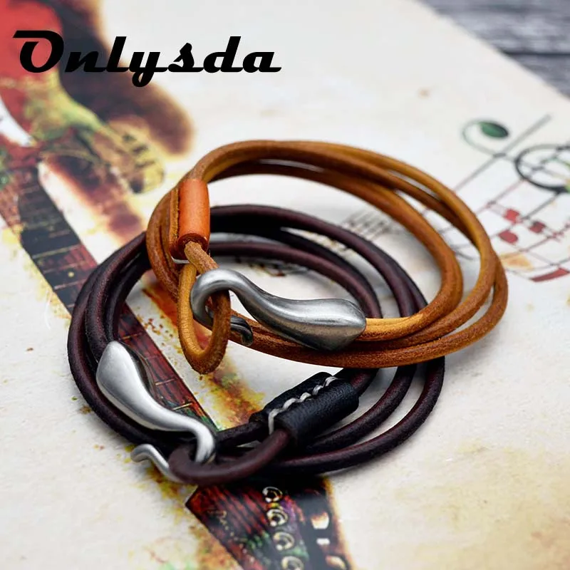 

Wholesale Classic Design Hook 4 colors Wrap Handmade DIY Leather Multilayer Bracelet For Women Men Accessory Free Shipping