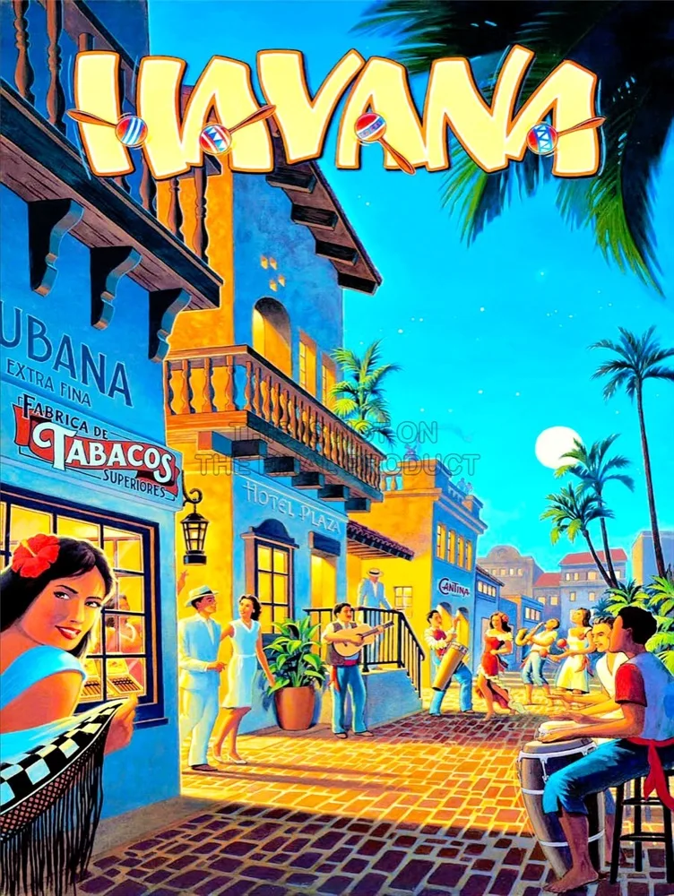 Винтажный туристический постер на холсте кубинский путешествия|retro poster|paper