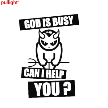 

God Is Busy Can I Help You Black Fun Car Bumper Sticker