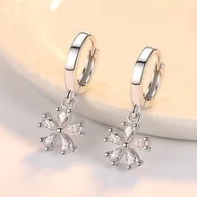 Милые серебряные серьги-кольца с цветами Сиднея, круглые кубические циркониевые 925 Твердые серебряные ювелирные серьги для женщин