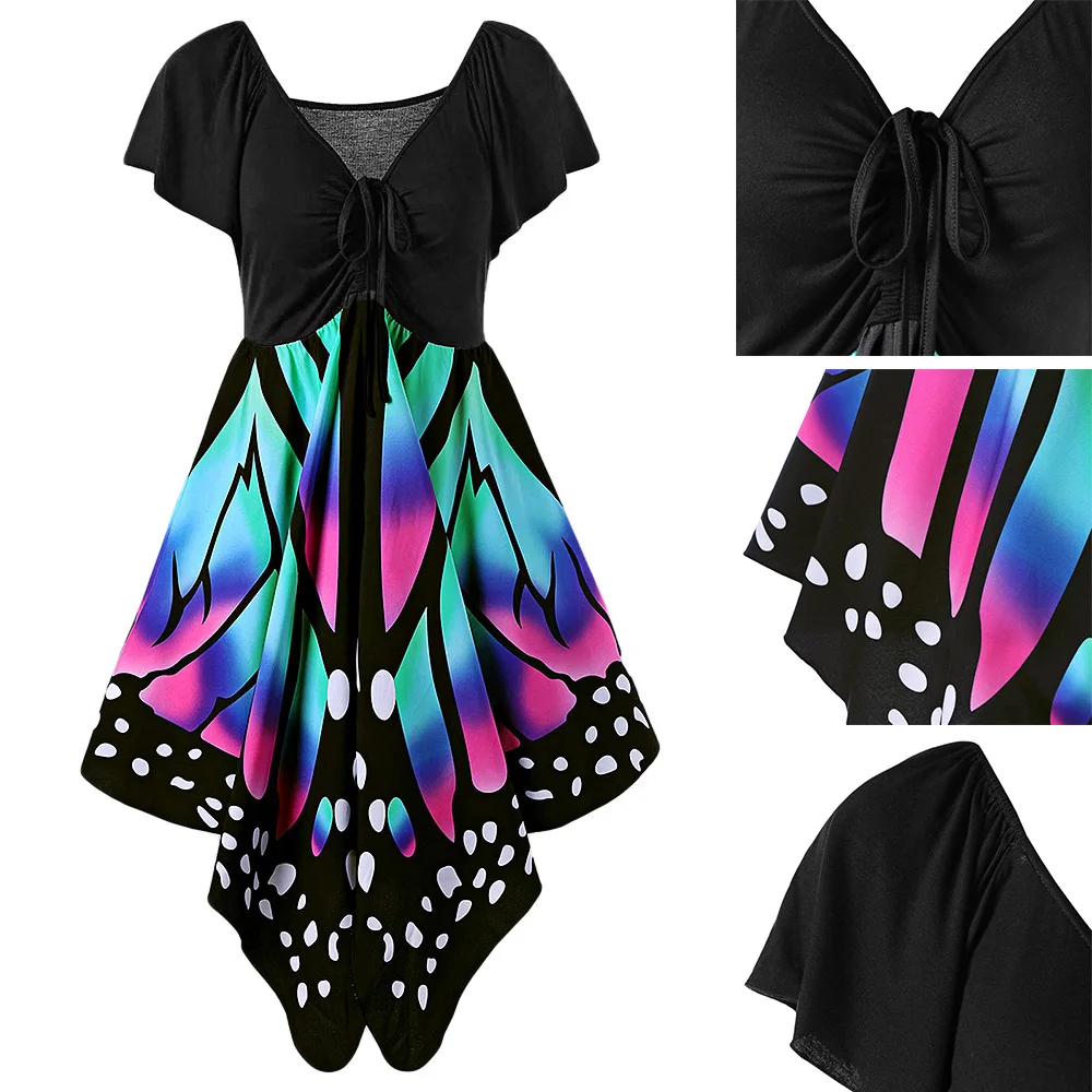 

Rosegal Plus Size 5XL Butterfly Shape Women Dress Spring Casual V Neck Party Dresses Vestidos Robe Femme Big Size Woman Clothes