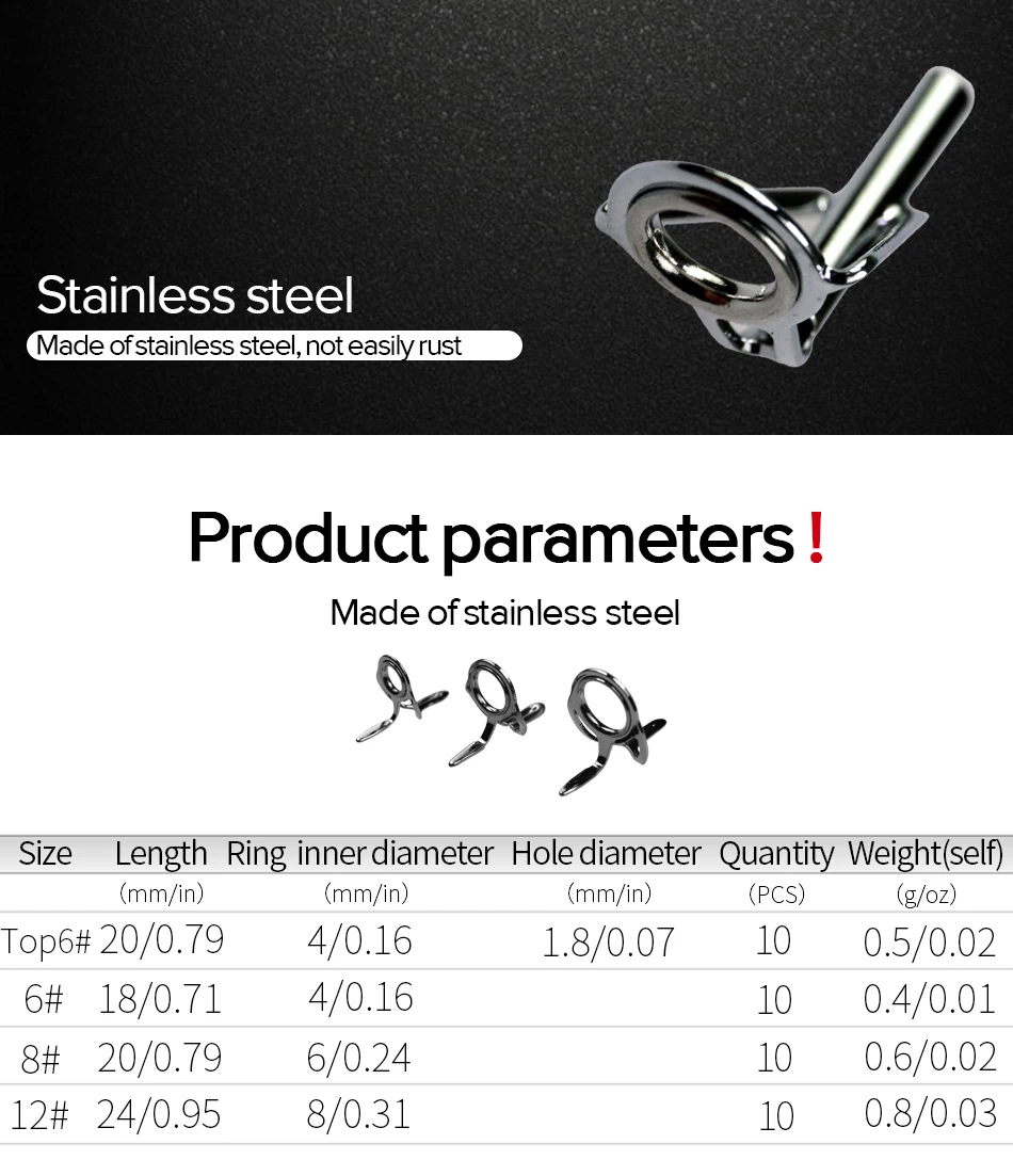 40 шт./кор.#6-#12 удочка для забрасывания наживки направляющие из нержавеющей стали и керамического кольца направляющие кольца для удилища кольцо наконечник Топы ремонтный комплект