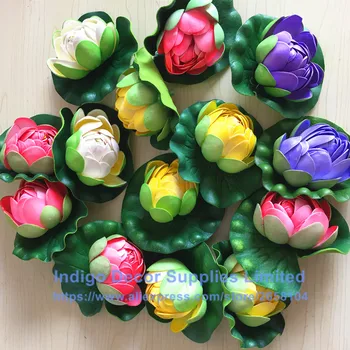 

INDIGO- Wholesales 200pcs PU Lotus Water Lily Decoration Artificial Flower Garden Party Swimming Pool Hotel Interior Trim