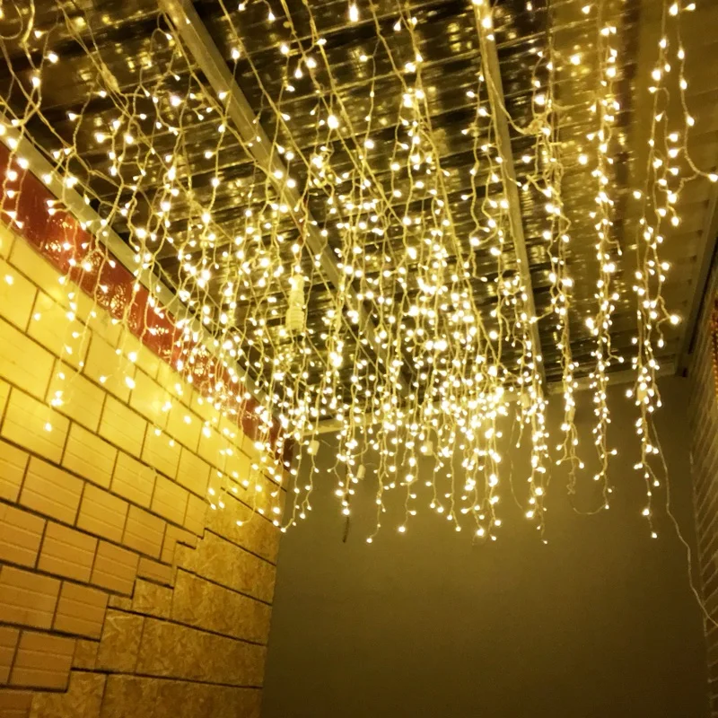 

New Year 4M 13ft LED Curtain Icicle String Light Droop 0.4m 0.5m 0.6m Fairy Garland for Christmas Home Indoor Party Decoration