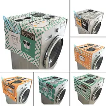 Хлопок Лен стиральная машина верхняя крышка многоцелевой холодильник пылезащитный чехол озорной кошки носить очки в геометрическом декорации фона